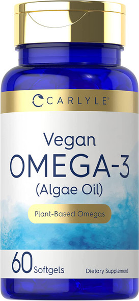 Carlyle Vegan Omega 3 Supplement | 60 Softgels | Non-GMO & Gluten Free | from Algae Oil