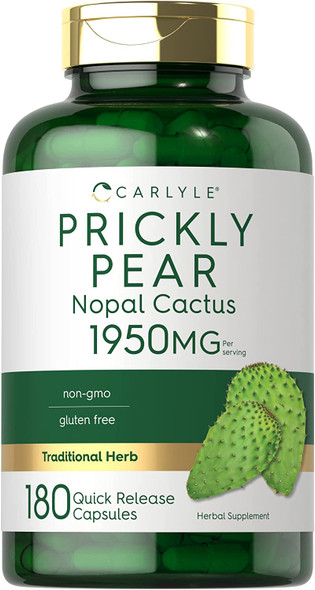 Carlyle Nopal Cactus 1950 mg | 180 Capsules | Prickly Pear | Non-GMO, Gluten Free
