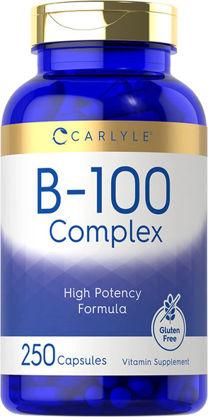 Carlyle B-100 Complex Vitamin | 250 Capsules | Non-Gmo, Gluten Free Supplement