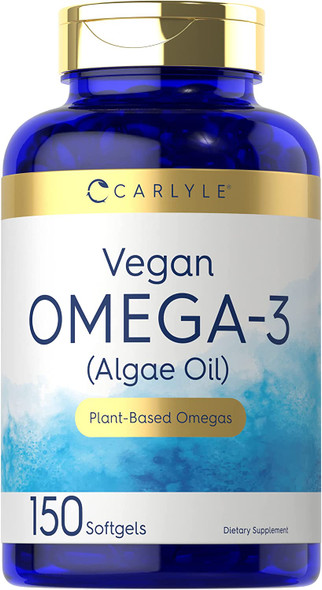 Carlyle Vegan Omega 3 Supplement | 150 Softgels | Non-GMO & Gluten Free | from Algae Oil