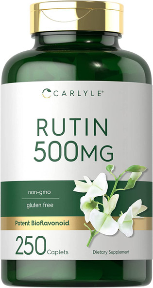 Rutin Supplement 500mg | 250 Caplets | Vegetarian, Non-GMO, Gluten Free | by Carlyle