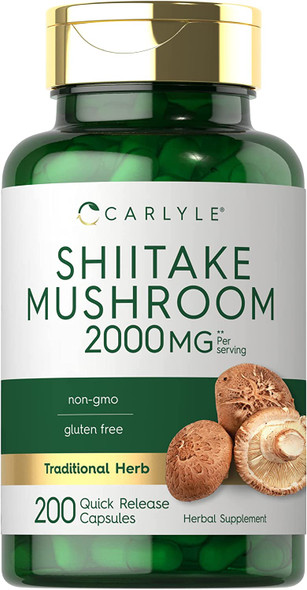 Carlyle Shiitake Mushroom Extract | 2000mg | 200 Capsules | Non-GMO, Gluten Free