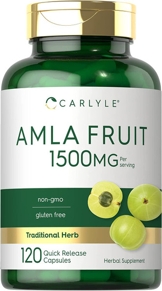 Carlyle Amla Capsules | 1500mg | 120 Count | Amalaki Fruit | Non-GMO and Gluten Free Supplement