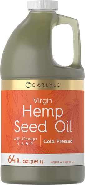 Hemp Seed Oil | 64 fl oz | Virgin, Cold Pressed | with Omega 3, 6, 9 | Vegan, Non-GMO, Gluten Free | by Carlyle