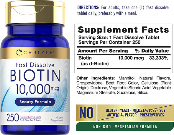 Carlyle Biotin 10000mcg | Collagen Peptides 6000mg | Beauty Supplement Double Pack Bundle