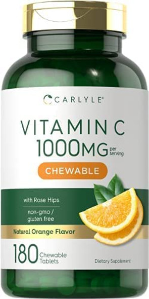 Carlyle Vitamin C Chewables | 180 Chewable Tablets | Vegetarian | Non-GMO, Gluten Free