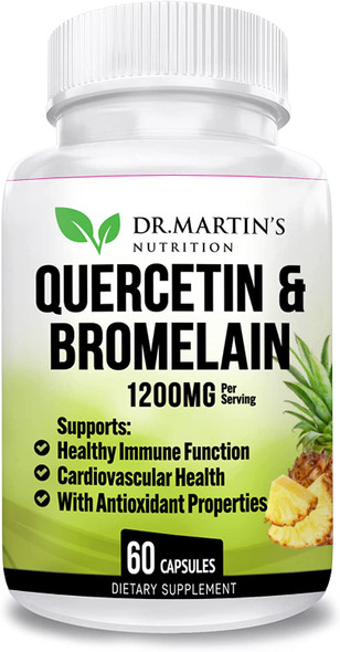 DR. MARTIN'S NUTRITION Quercetin & Bromelain 1200mg | Supports Immune System & Cardiovascular Health, Helps Improve Inflammatory & Immune Responses, Seasonal Sinus Support