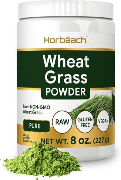 Wheatgrass Powder | 8oz | Vegan, Raw, Non GMO & Gluten Free Wheat Grass Superfood Powder | by Horbaach