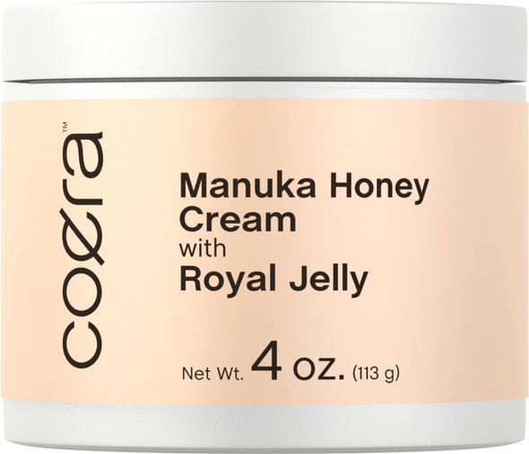 Manuka Honey Cream | with Royal Jelly | 4oz | Hydrating Moisturizer for Face & Skin | Free of Parabens, SLS, & Fragrances | by Coera