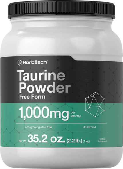 Taurine Powder | 1000mg | 35.2 Ounces | Unflavored | Vegetarian, Non-GMO, Gluten Free Supplement | by Horbaach