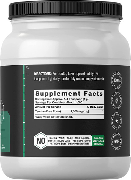 Taurine Powder | 1000mg | 35.2 Ounces | Unflavored | Vegetarian, Non-GMO, Gluten Free Supplement | by Horbaach