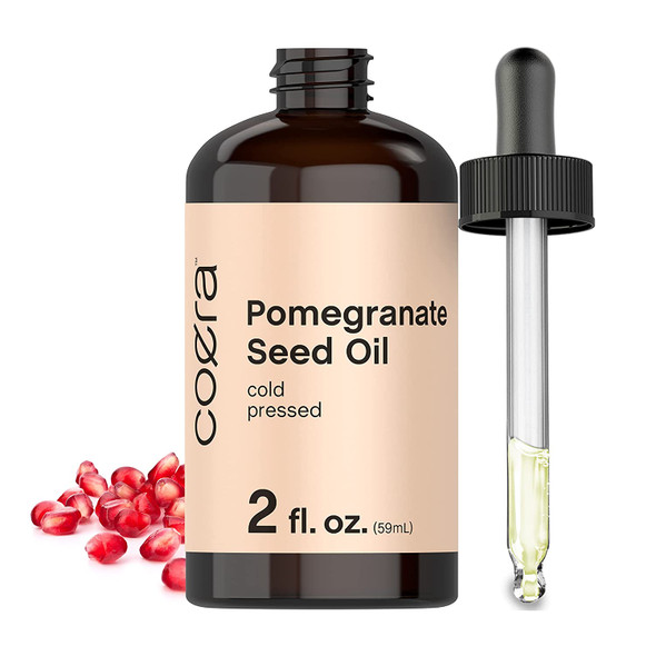 Pomegranate Seed Oil 2 oz | For Face & Hair | Promotes Clear Looking Skin, and Reduces Appearance of Fine Lines and Wrinkles | Non Comedogenic & Cold Pressed | SLS & Paraben Free | By Coera