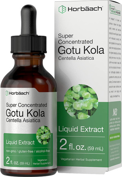 Gotu Kola Extract | 2 fl oz | Alcohol Free | Super Concentrated Liquid Herb Supplement | Vegetarian, Non-GMO, Gluten Free | by Horbaach