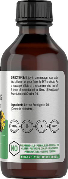 Lemon Eucalyptus Essential Oil 2 oz | Natural, Undiluted, GC/MS Tested | from Lemon Eucalyptus Plant | by Horbaach