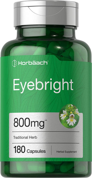 Eyebright Supplement | Herb Capsules | 800mg | 180 Count | Non-GMO, Gluten Free Supplement | by Horbaach