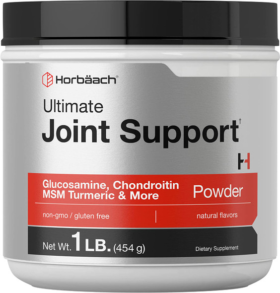 Ultimate Joint Support Powder 1 lb | Glucosamine, Chondroitin, MSM & Turmeric | Triple Action Support Supplement for Men and Women | Non-GMO, Gluten Free | by Horbaach