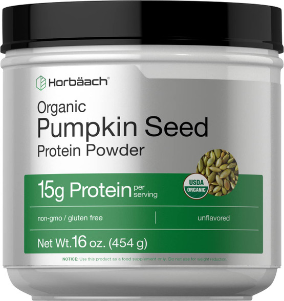 Pumpkin Seed Protein Powder Organic | 16 oz | Vegetarian, Gluten Free, and Non-GMO Formula | Keto and Paleo Supplement | 15g of Protein Per Serving | by Horbaach