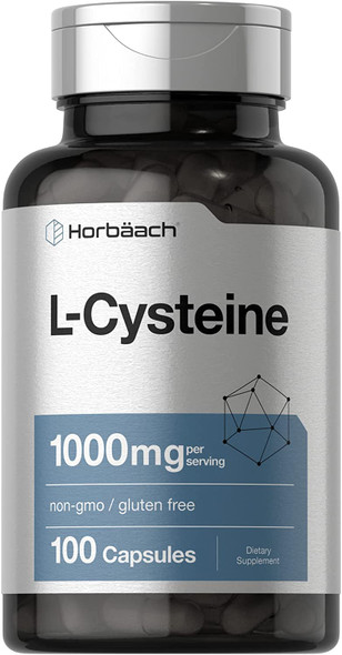 L Cysteine 1000mg | 100 Powder Capsules | Non-GMO, Gluten Free Supplement | by Horbaach
