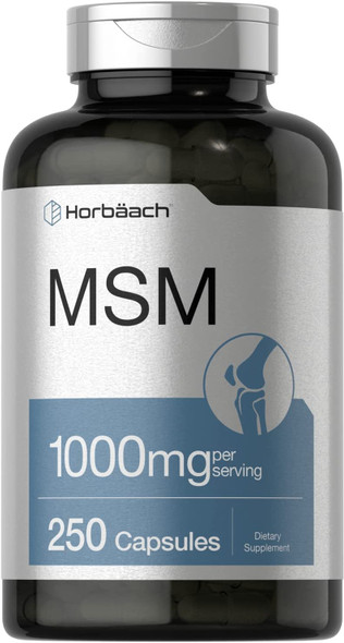 MSM Supplement Capsules | 1000mg | 250 Count | Non-GMO and Gluten Free Formula | Methylsulfonylmethane | by Horbaach