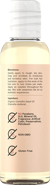 Camellia Oil | USDA Certified Organic | Moisturizing Oil for Hair and Skin | Free of Parabens, SLS, & Fragrances