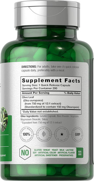 Olive Leaf Extract Capsules 9000mg | 200 Count | Super Strength Supplement | Non-GMO, Gluten Free | by Horbaach