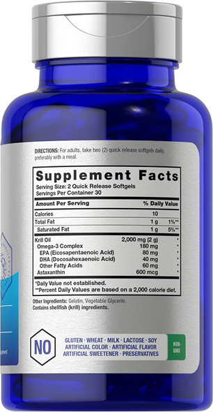 Antarctic Krill Oil 2000mg | 60 Softgel Capsules | Omega-3, EPA, DHA Supplement | with Astaxanthin | Non-GMO, Gluten Free | by Horbaach