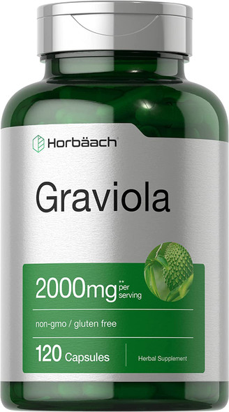 Graviola Extract 2000 Mg 120 Capsules | Non-Gmo, Gluten Free | Soursop (Annona Muricata) | By Horbaach