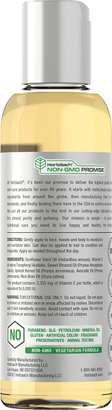 Natural Vitamin E Oil | 5000 IU | 8 oz (2 x 4oz) Value Pack | for Skin, Hair & Face | Vegetarian, Non-GMO, and Gluten Free Formula | by Horbaach