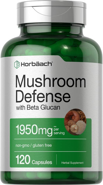 Mushroom Complex Supplement | 120 Capsules | with Beta Glucan | Non-GMO & Gluten Free | by Horbaach