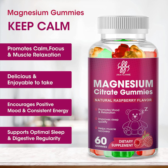 Magnesium Citrate Gummies for Adults and Kids, Promotes Healthy Relaxation, Muscle, Bone & Energy Support, Natural Flavor Gummy Supplement, Gluten Free Vegetarian GMO-Free Chewable (2 Pack)