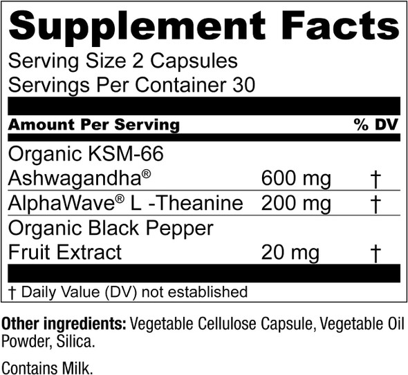 KSM-66 Ashwagandha + AlphaWave - ZenWell by LiveWell | Cognitive, Brain Health (60 Capsules)