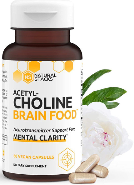 Acetylcholine Brain Food With Alpha Gpc Choline - Helps Clears Brain Fog, Improves Mental Drive & Mood - Gpc Supplement & Focus Supplement For Faster Thinking & Clear Brain (60Ct) By Natural Stacks