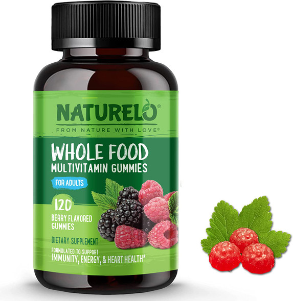 NATURELO Whole Food Vitamin Gummies for Adults - Chewable Gummy Multivitamin for Men & Women - 120 Vegan Gummies (Packaging May Vary)