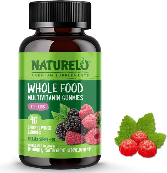 NATURELO Whole Food Vitamin Gummies for Kids - Chewable Gummy Multivitamin for Children - Non-GMO - with Vitamins & Minerals - 90 Vegan Gummies