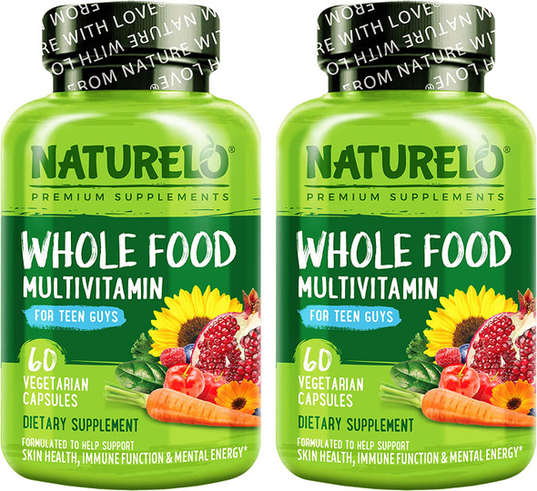 NATURELO Whole Food Multivitamin for Teenage Boys - Vitamins and Minerals Supplement for Active Kids - with Plant Extracts - Non-GMO - Vegan & Vegetarian - 60 Count (Pack of 2)