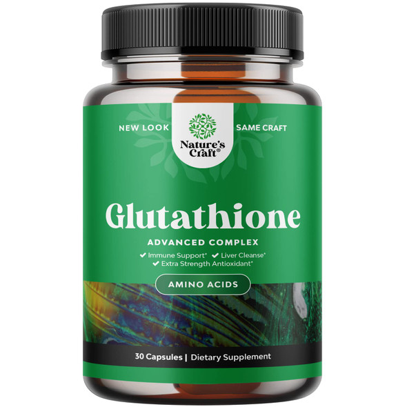 Glutathione Amino Acid Nutritional Supplement - Pure Glutathione Supplements for Liver Support - L Glutathione Pills with Glutamic Acid and Milk Thistle Seed Extract for Skin Care and Immune Support