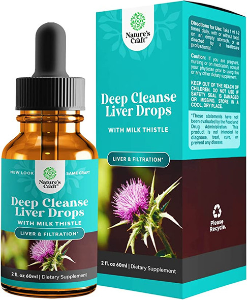 Liver Support Milk Thistle Tincture - Milk Thistle Liquid Herbal Supplement with Artichoke Extract for Liver Detox Cleanse and Repair - Liver Cleanse Detox Drops with Dandelion Turmeric and Ginger