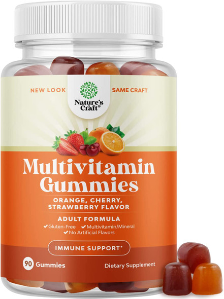 Multivitamin Gummies for Women & Men with the Perfect Blend of Vitamin A C D E B 12 & Zinc Biotin - Gummy Vitamins for Adults to Improve Immunity & Hair Growth - 90 Halal Gluten & Gelatin-Free Gummies