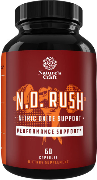 Nitric Oxide Support Pills - Natural Workout Supplement & Exercise Enhancer - Boost Energy Strength Recovery Muscle Builder - Pure L-Arginine & L-Citrulline Amino Acid Capsules - by Natures Craft