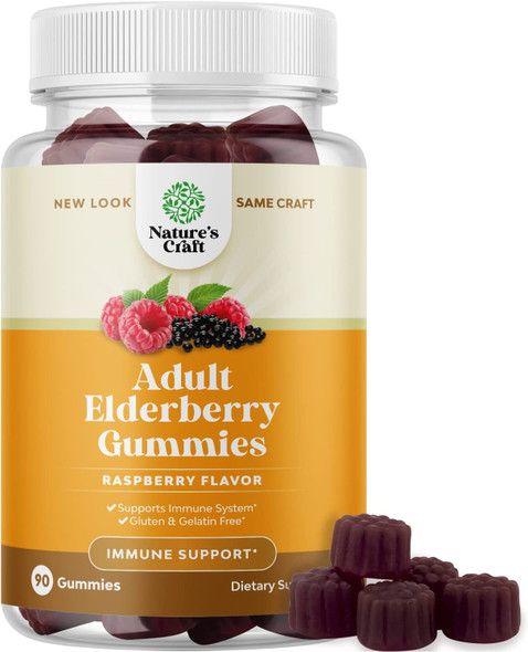 Immunity Sambucus Elderberry Gummies for Adults - Halal Black Elderberry Gummy Metabolism Booster with Zinc and Vitamin C - Anti Aging Super Antioxidant Supplement Immunity Gummies for Joint Support