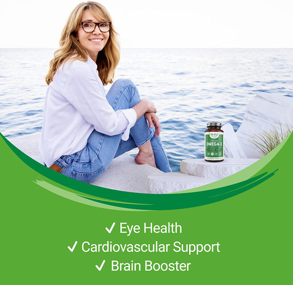 Vegan Omega-3 DHA Supplement | Plant Based Omega 3+6 Fatty Acids | More Absorbable, Improved Formula | Supports Heart, Brain, Joint Health | Fish Oil Alternative - No Fishy Burps