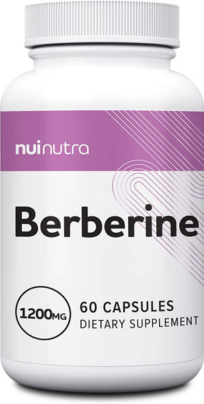 Nui Nutra Berberine Supplement HCL | 1200mg | 60 Capsules | Cardiovascular, Immune System, and Metabolism Support | Respiratory Aid