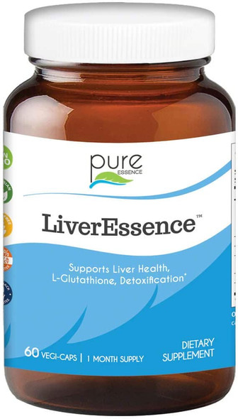 Pure Essence Labs LiverEssence - The World's Best Absorbed Milk Thistle Extract With Synergistic Liver Support Factors - 60 Vegetarian Capsules