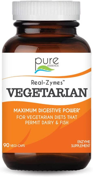 Real-Zymes Vegetarian Digestive Enzymes Supplement with Probiotics for Better Digestion - Natural Support for Relief of Bloating, Gas, Belching, Diarrhea, Constipation, IBS, etc. - 90 Caps