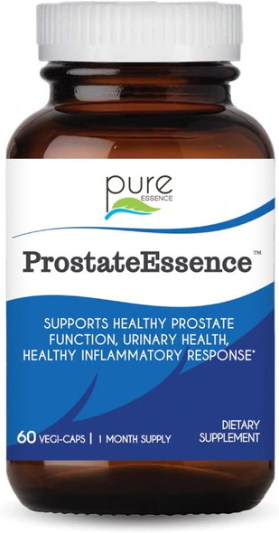 Pure Essence Labs Prostate Essence w/ Vitamin D3, Selenium, Zinc Supplements and More - Mens Vitamins and Herbal Supplement for Prostate Health w/ Beta Sitosterol - 60 Caps for Men