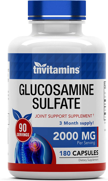 Glucosamine Sulfate Capsules 2000 Mg (180 Count) | Joint Support* Supplement For Women & Men | Produced In The Usa | Promotes Flexibility & Mobility* | By Tnvitamins