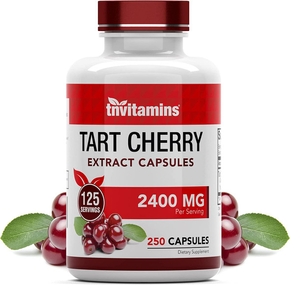 Tart Cherry Extract Capsules | 2400 MG - 250 Count | Provides Antioxidants & Anthocyanins | Non-GMO | by TNVitamins