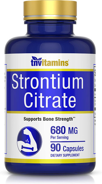 Strontium Citrate Supplement | 680 Mg - 90 Capsules | Bone Support Formula* | Strontium Supplement for Bone Health* | Similar Mineral to Calcium | Supports Healthy Teeth | Produced in the USA | TNVitamins