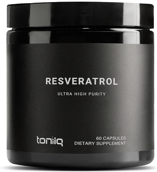 Toniiq Ultra High Purity Resveratrol Capsules - 98% Trans-Resveratrol - Highly Purified and Highly Bioavailable - 60 Caps Reservatrol Supplement