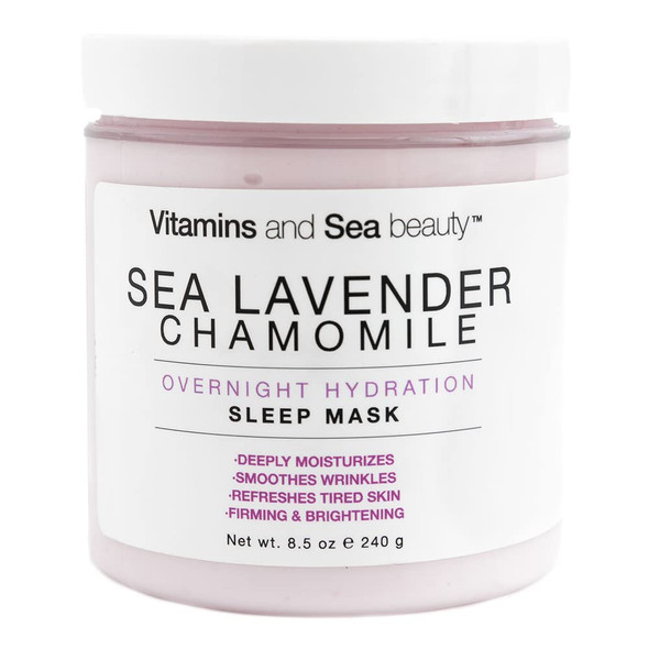 VITAMINS AND SEA BEAUTY, Hydrating Moisturizing Night Face Mask, Relaxing Overnight Facial with Sea Lavender and Chamomile, Skincare for All Skin Types, 8.5 Fl Oz